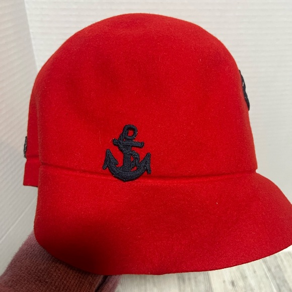 Glamour felt vintage felt hat red with anchors, union made woman’s - Picture 7 of 9